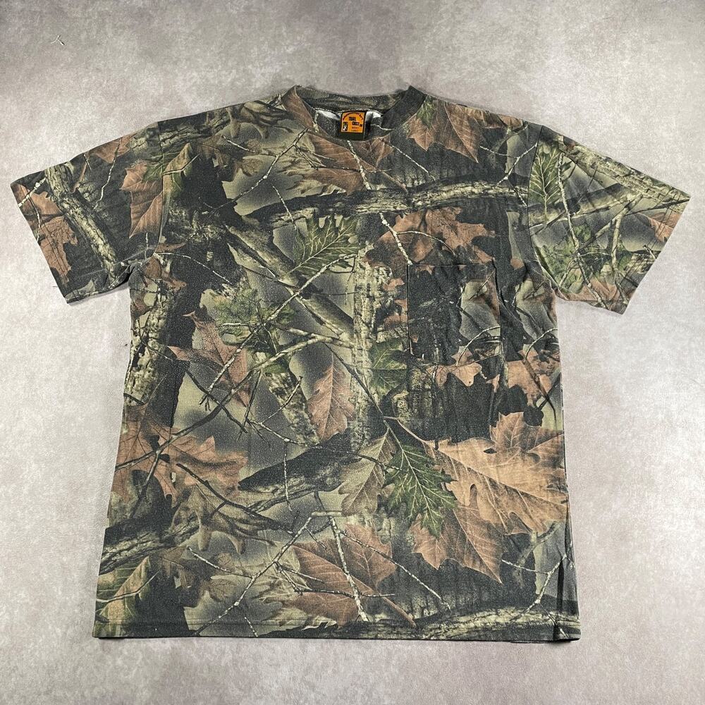 Vintage Y2K Trail Crest Mossy Oak Camo Pocket T-Shirt Men's Size Large
